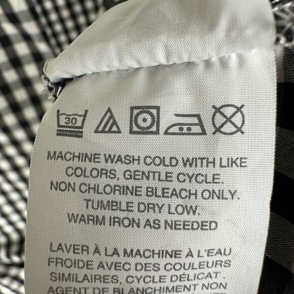 Madewell Top Women Extra Small Black Check Gingham Play Button Down Short Sleeve - Picture 9 of 12